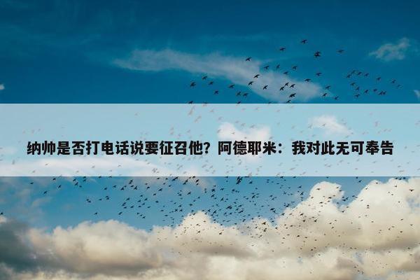 纳帅是否打电话说要征召他？阿德耶米：我对此无可奉告