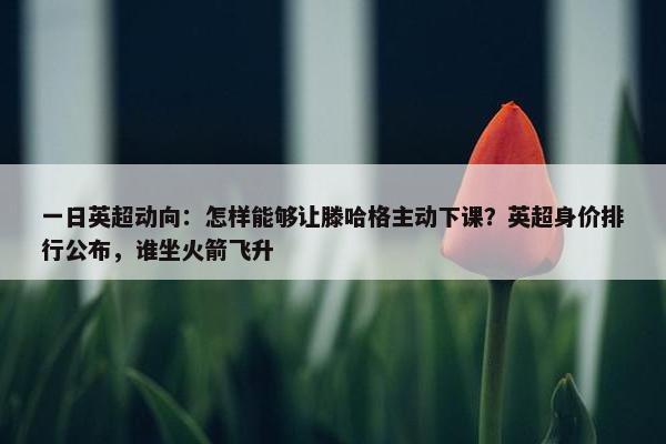 一日英超动向：怎样能够让滕哈格主动下课？英超身价排行公布，谁坐火箭飞升