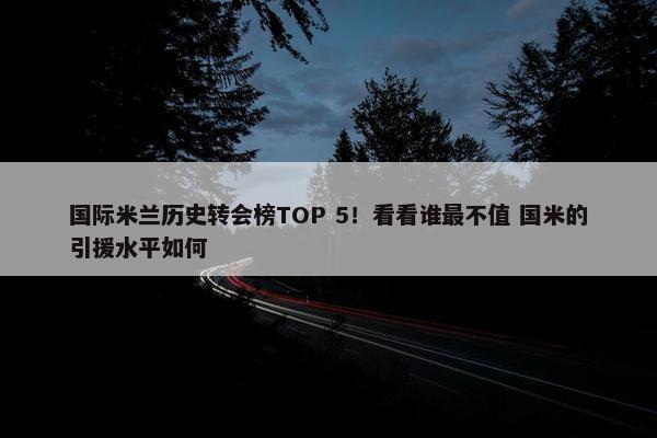 国际米兰历史转会榜TOP 5！看看谁最不值 国米的引援水平如何