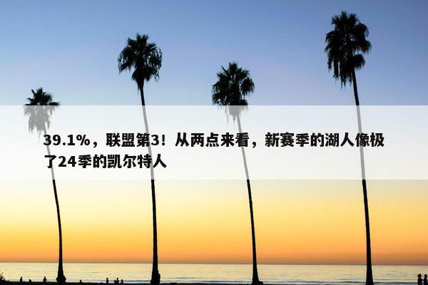 39.1%，联盟第3！从两点来看，新赛季的湖人像极了24季的凯尔特人