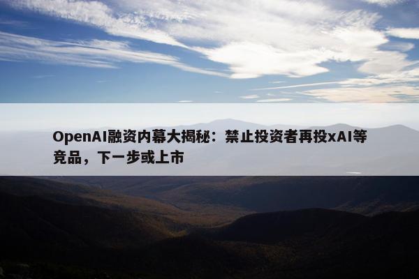 OpenAI融资内幕大揭秘：禁止投资者再投xAI等竞品，下一步或上市