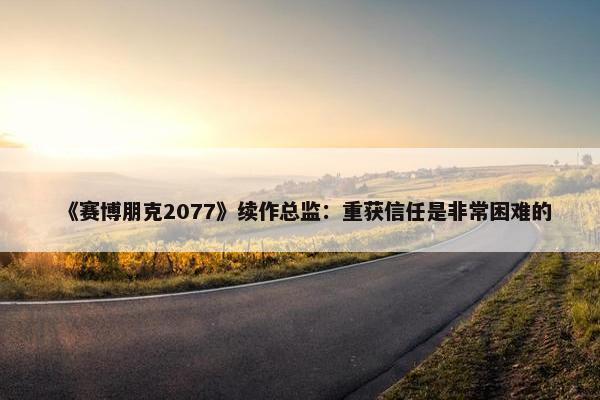 《赛博朋克2077》续作总监：重获信任是非常困难的