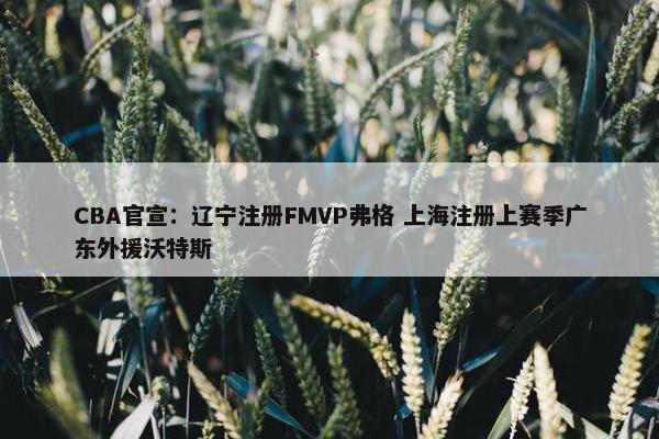 CBA官宣：辽宁注册FMVP弗格 上海注册上赛季广东外援沃特斯