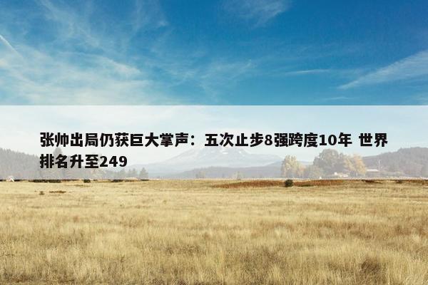 张帅出局仍获巨大掌声：五次止步8强跨度10年 世界排名升至249