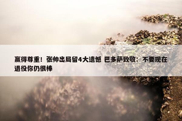 赢得尊重！张帅出局留4大遗憾 巴多萨致敬：不要现在退役你仍很棒