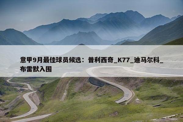 意甲9月最佳球员候选：普利西奇_K77_迪马尔科_布雷默入围