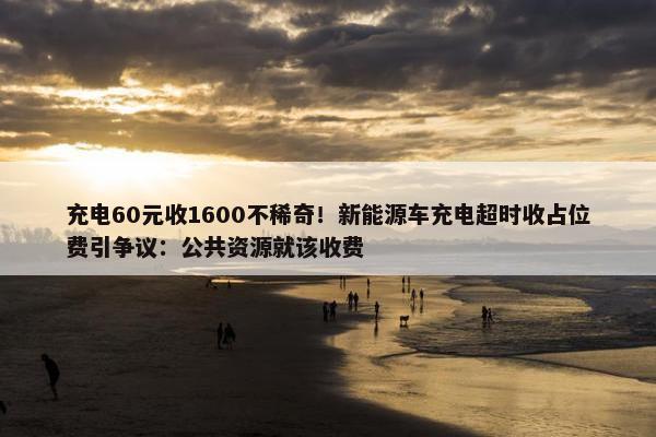 充电60元收1600不稀奇！新能源车充电超时收占位费引争议：公共资源就该收费