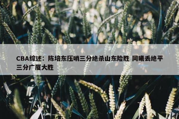 CBA综述：陈培东压哨三分绝杀山东险胜 同曦丢绝平三分广厦大胜