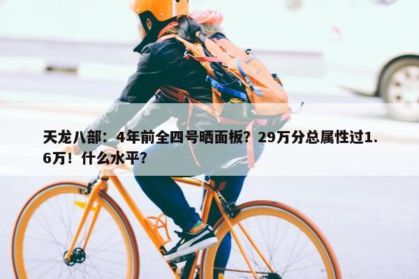 天龙八部：4年前全四号晒面板？29万分总属性过1.6万！什么水平？