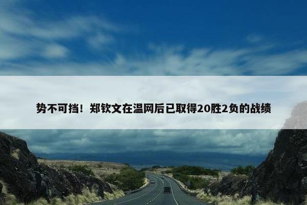 势不可挡！郑钦文在温网后已取得20胜2负的战绩