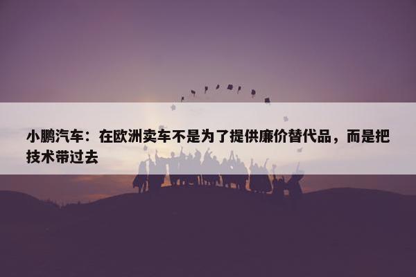 小鹏汽车：在欧洲卖车不是为了提供廉价替代品，而是把技术带过去