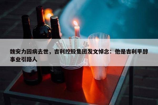 魏安力因病去世，吉利控股集团发文悼念：他是吉利甲醇事业引路人