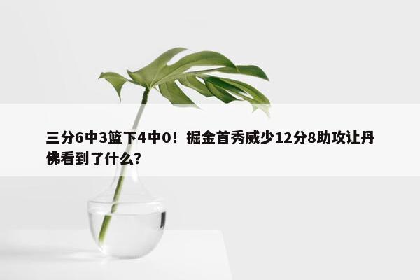 三分6中3篮下4中0！掘金首秀威少12分8助攻让丹佛看到了什么？