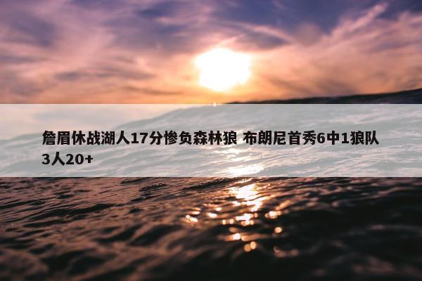 詹眉休战湖人17分惨负森林狼 布朗尼首秀6中1狼队3人20+