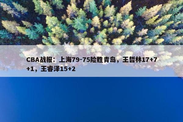 CBA战报：上海79-75险胜青岛，王哲林17+7+1，王睿泽15+2