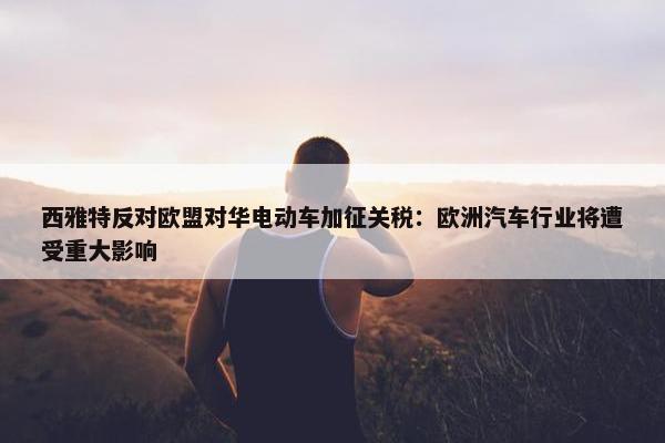 西雅特反对欧盟对华电动车加征关税：欧洲汽车行业将遭受重大影响