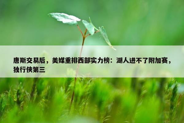 唐斯交易后，美媒重排西部实力榜：湖人进不了附加赛，独行侠第三