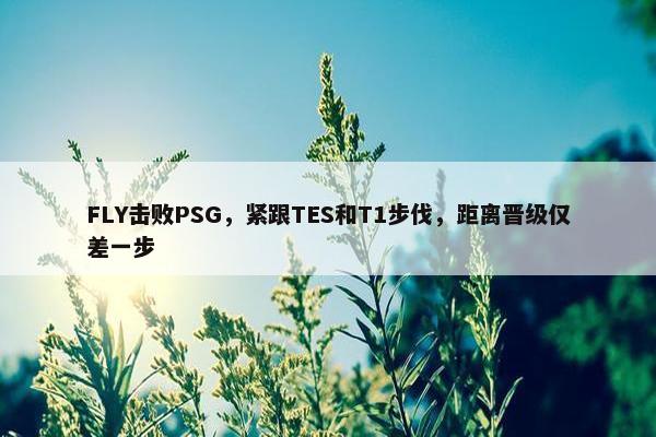 FLY击败PSG，紧跟TES和T1步伐，距离晋级仅差一步