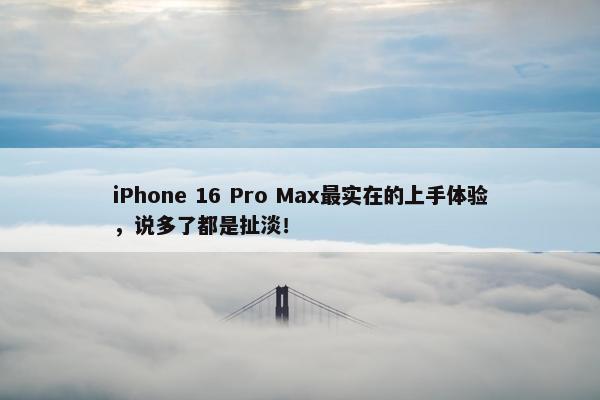 iPhone 16 Pro Max最实在的上手体验，说多了都是扯淡！