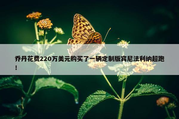 乔丹花费220万美元购买了一辆定制版宾尼法利纳超跑！