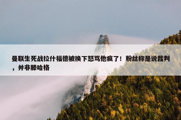 曼联生死战拉什福德被换下怒骂他疯了！粉丝称是说裁判，并非滕哈格