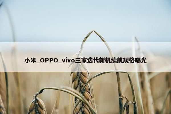 小米_OPPO_vivo三家迭代新机续航规格曝光