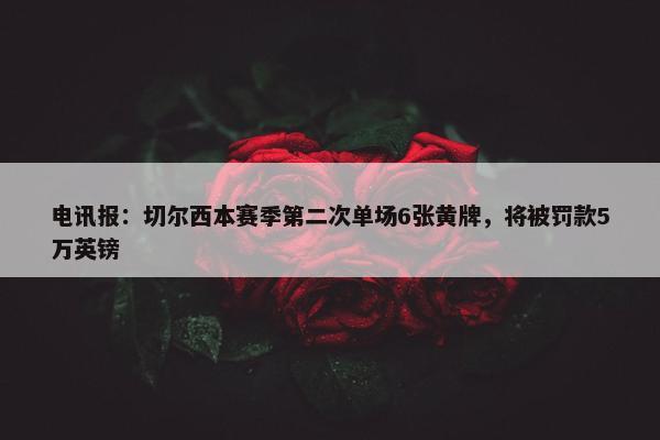 电讯报：切尔西本赛季第二次单场6张黄牌，将被罚款5万英镑