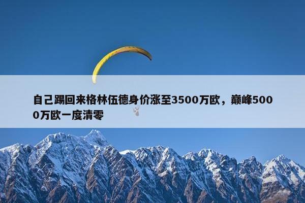 自己踢回来格林伍德身价涨至3500万欧，巅峰5000万欧一度清零