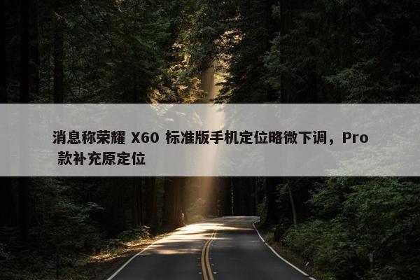 消息称荣耀 X60 标准版手机定位略微下调，Pro 款补充原定位