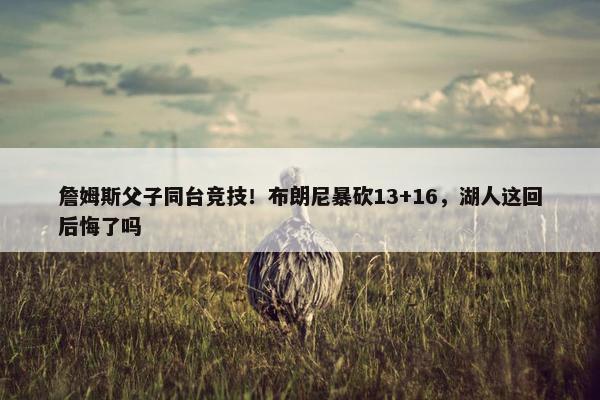 詹姆斯父子同台竞技！布朗尼暴砍13+16，湖人这回后悔了吗