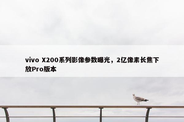 vivo X200系列影像参数曝光，2亿像素长焦下放Pro版本