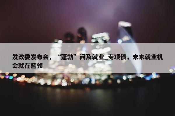 发改委发布会，“蓬勃”问及就业_专项债，未来就业机会就在蓝领