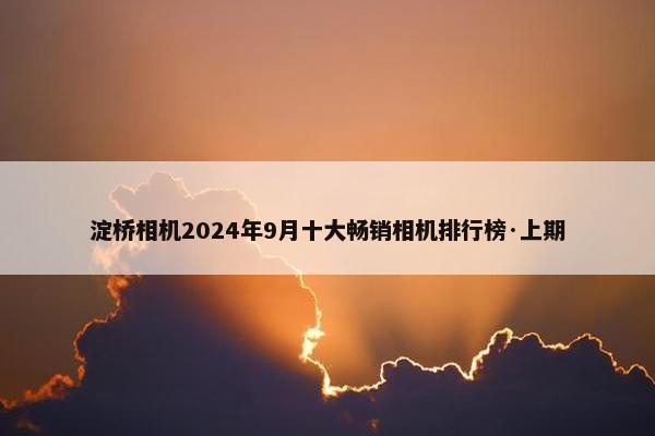 淀桥相机2024年9月十大畅销相机排行榜·上期