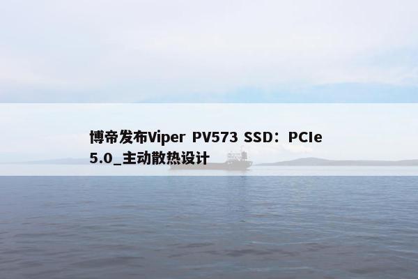 博帝发布Viper PV573 SSD：PCIe 5.0_主动散热设计