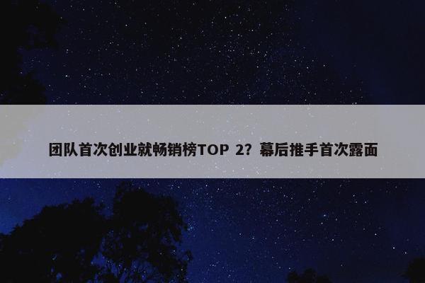 团队首次创业就畅销榜TOP 2？幕后推手首次露面