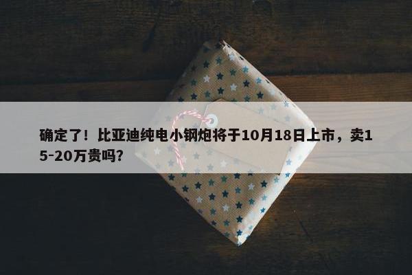 确定了！比亚迪纯电小钢炮将于10月18日上市，卖15-20万贵吗？