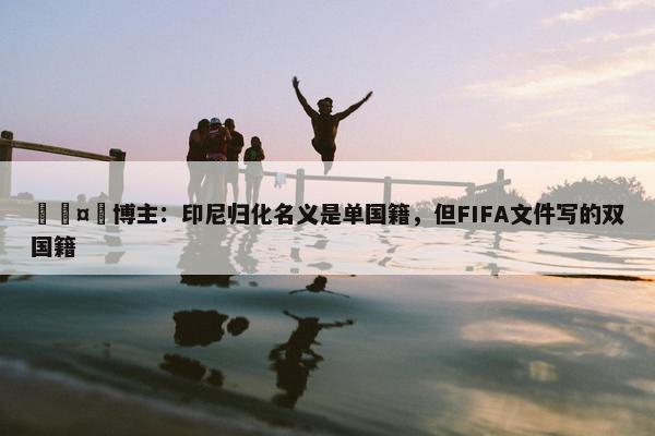 🤯博主：印尼归化名义是单国籍，但FIFA文件写的双国籍