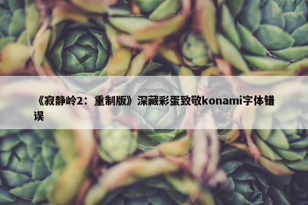 《寂静岭2：重制版》深藏彩蛋致敬konami字体错误