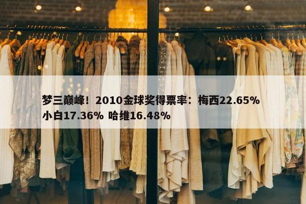 梦三巅峰！2010金球奖得票率：梅西22.65% 小白17.36% 哈维16.48%