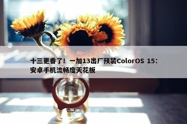 十三更香了！一加13出厂预装ColorOS 15：安卓手机流畅度天花板