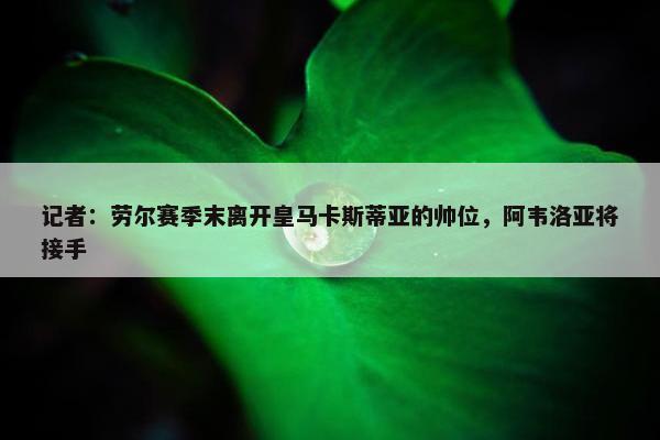 记者：劳尔赛季末离开皇马卡斯蒂亚的帅位，阿韦洛亚将接手