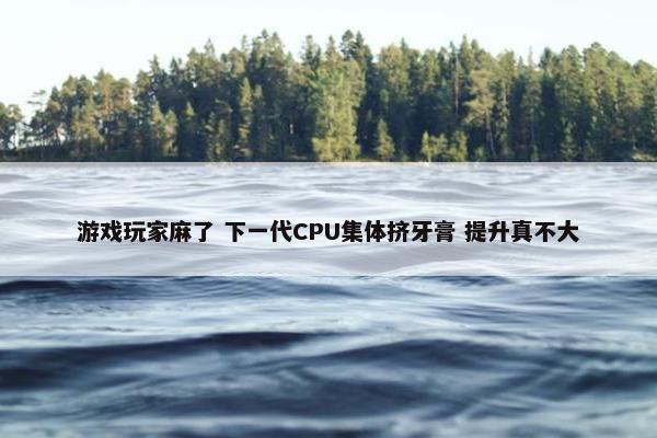 游戏玩家麻了 下一代CPU集体挤牙膏 提升真不大