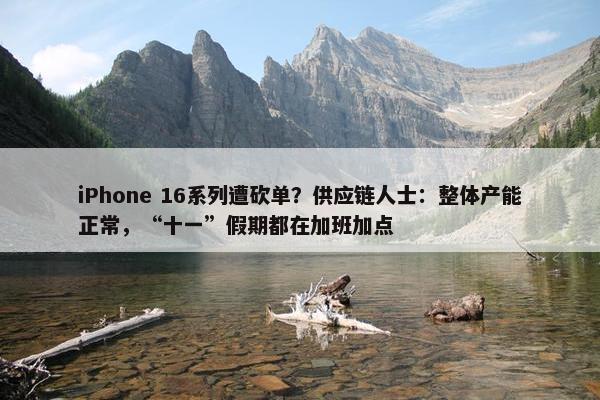 iPhone 16系列遭砍单？供应链人士：整体产能正常，“十一”假期都在加班加点