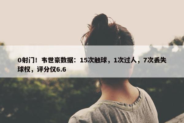 0射门！韦世豪数据：15次触球，1次过人，7次丢失球权，评分仅6.6