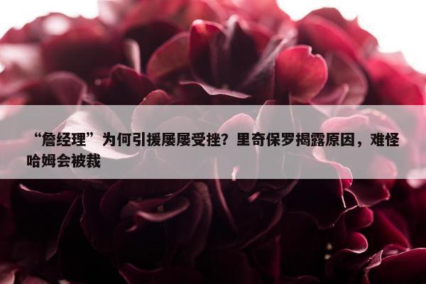 “詹经理”为何引援屡屡受挫？里奇保罗揭露原因，难怪哈姆会被裁