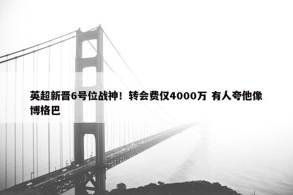 英超新晋6号位战神！转会费仅4000万 有人夸他像博格巴