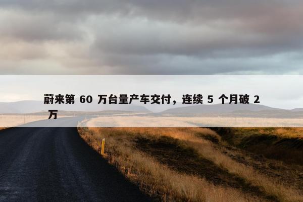 蔚来第 60 万台量产车交付，连续 5 个月破 2 万