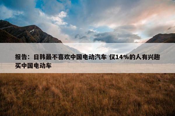 报告：日韩最不喜欢中国电动汽车 仅14%的人有兴趣买中国电动车