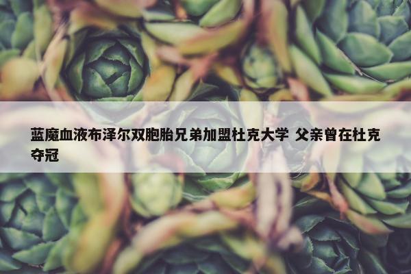 蓝魔血液布泽尔双胞胎兄弟加盟杜克大学 父亲曾在杜克夺冠