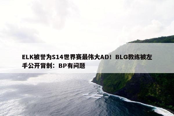 ELK被誉为S14世界赛最伟大AD！BLG教练被左手公开背刺：BP有问题